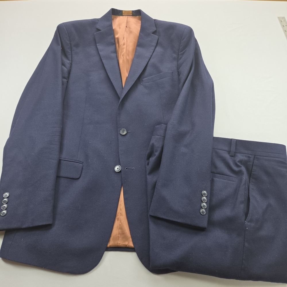 Joseph Jos. A. Bank Wool Cashmere Navy Blue Slim-Fit 2 Piece Suit 41L